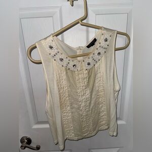 Topshop Ivory Embellished Blouse